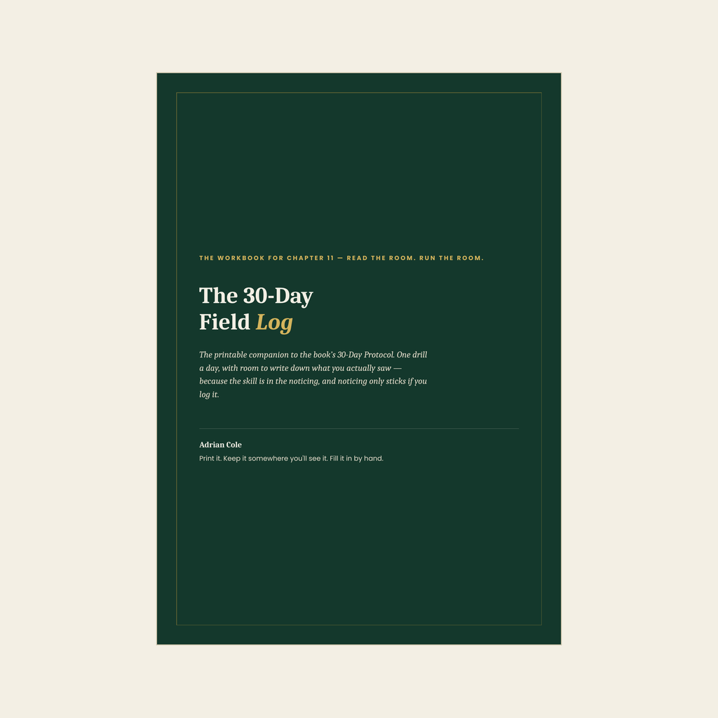 The 30-Day Field Log — 8 printable pages, one drill a day