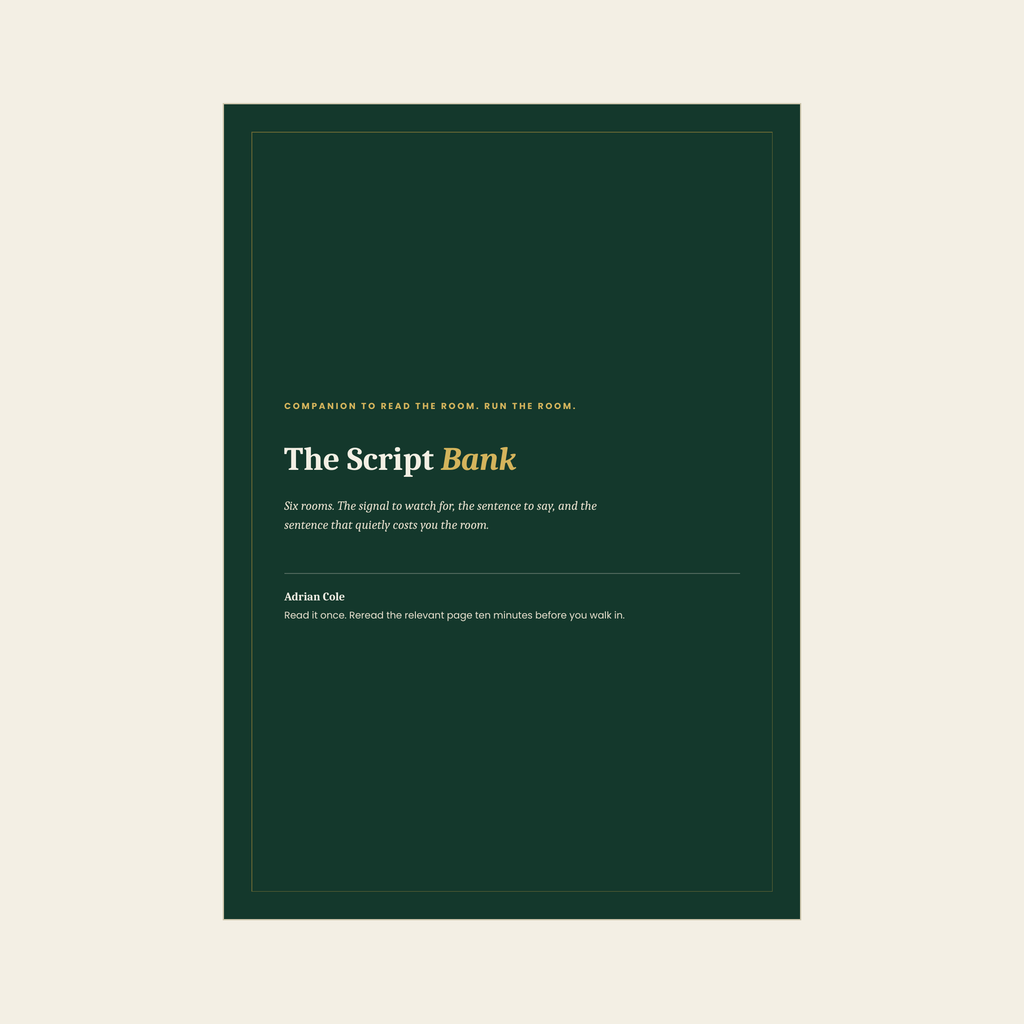 The Script Bank — 9 pages of exact lines for six rooms